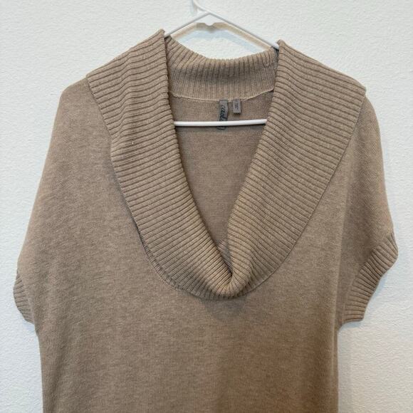 Caslon Short Sleeve Cowl Neck Sweater Pockets Tan Beige Cotton Viscose Medium - Picture 6 of 8